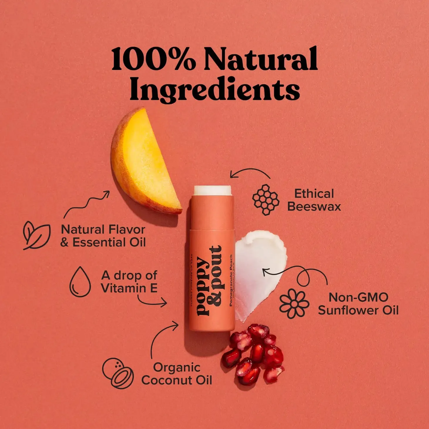 Poppy & Pout | Pomegranate Peach Lip Balm