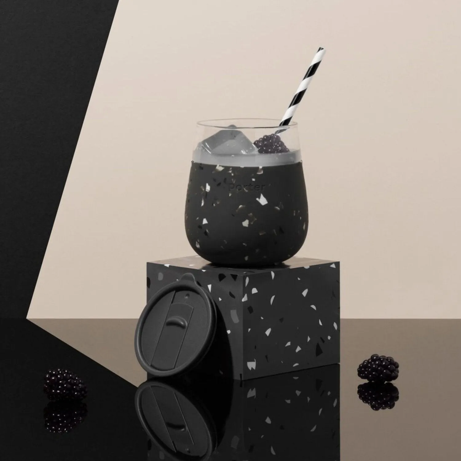 porter | glass tumbler | terrazzo charcoal - LC