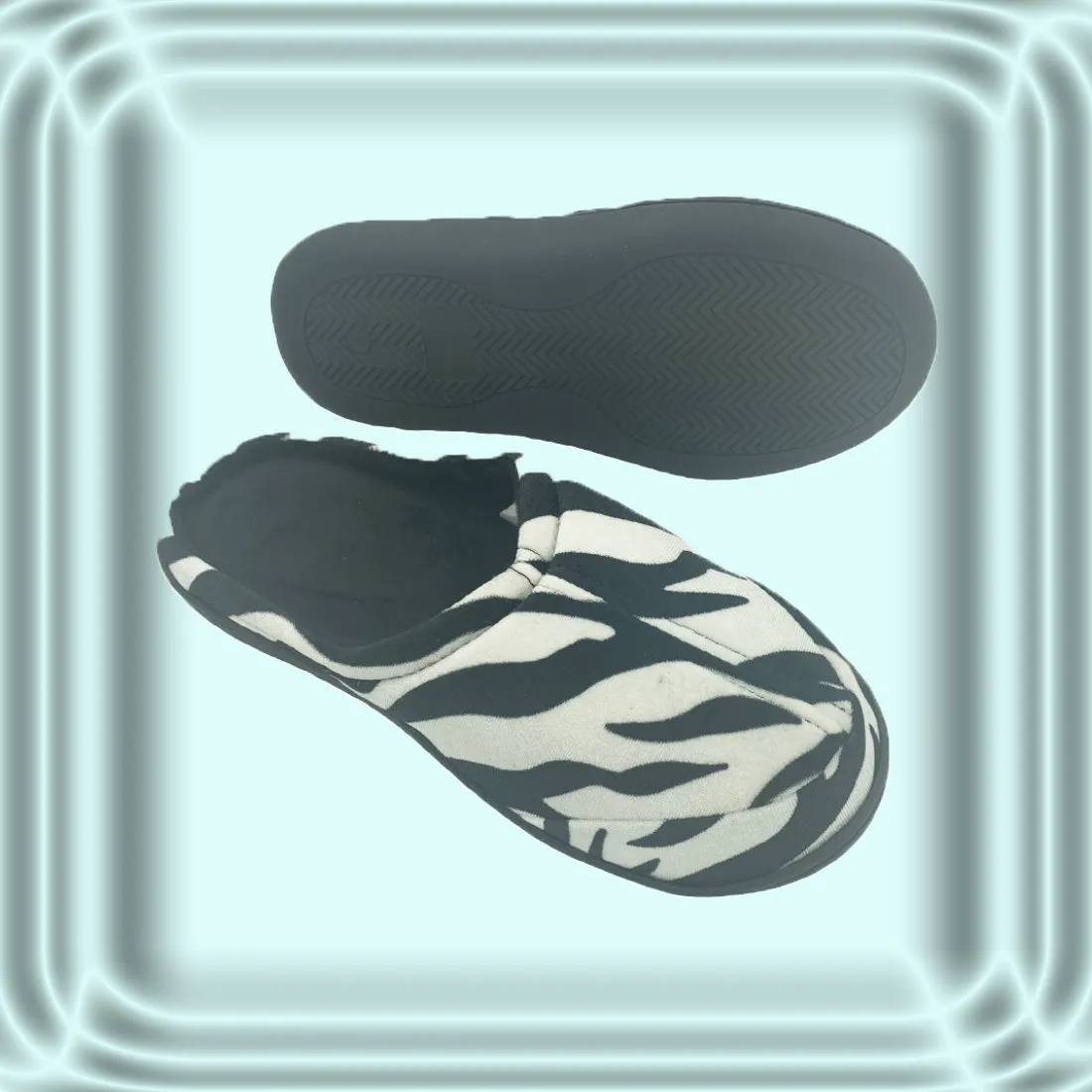 Serenity Women's Cable Knit Memory Foam Slippers- Zebra- Large