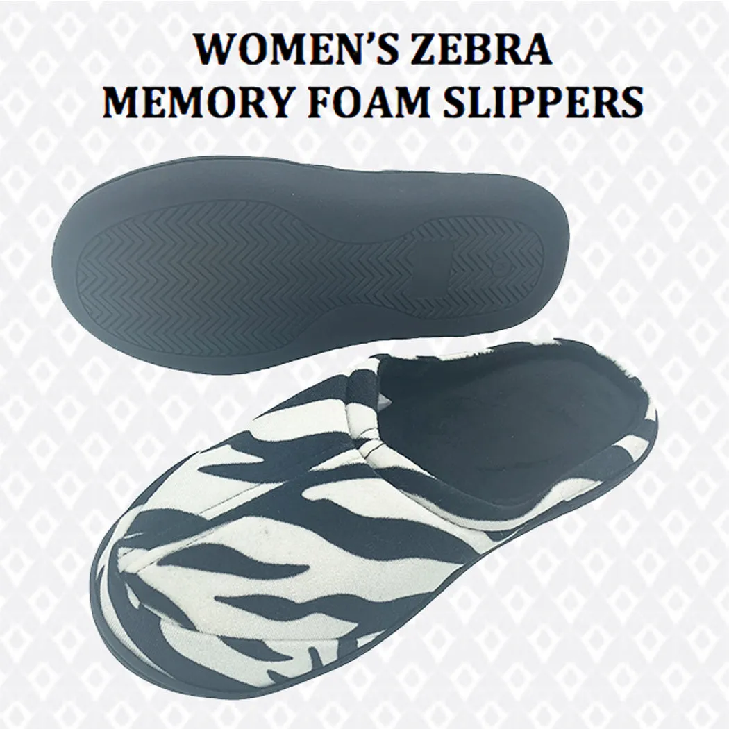 Serenity Women's Cable Knit Memory Foam Slippers- Zebra- Large