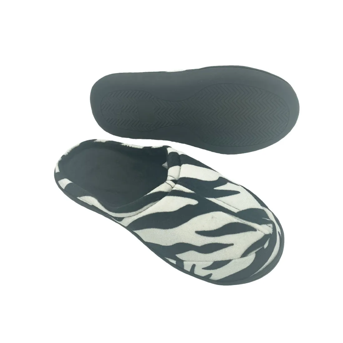 Serenity Women's Cable Knit Memory Foam Slippers- Zebra- Large