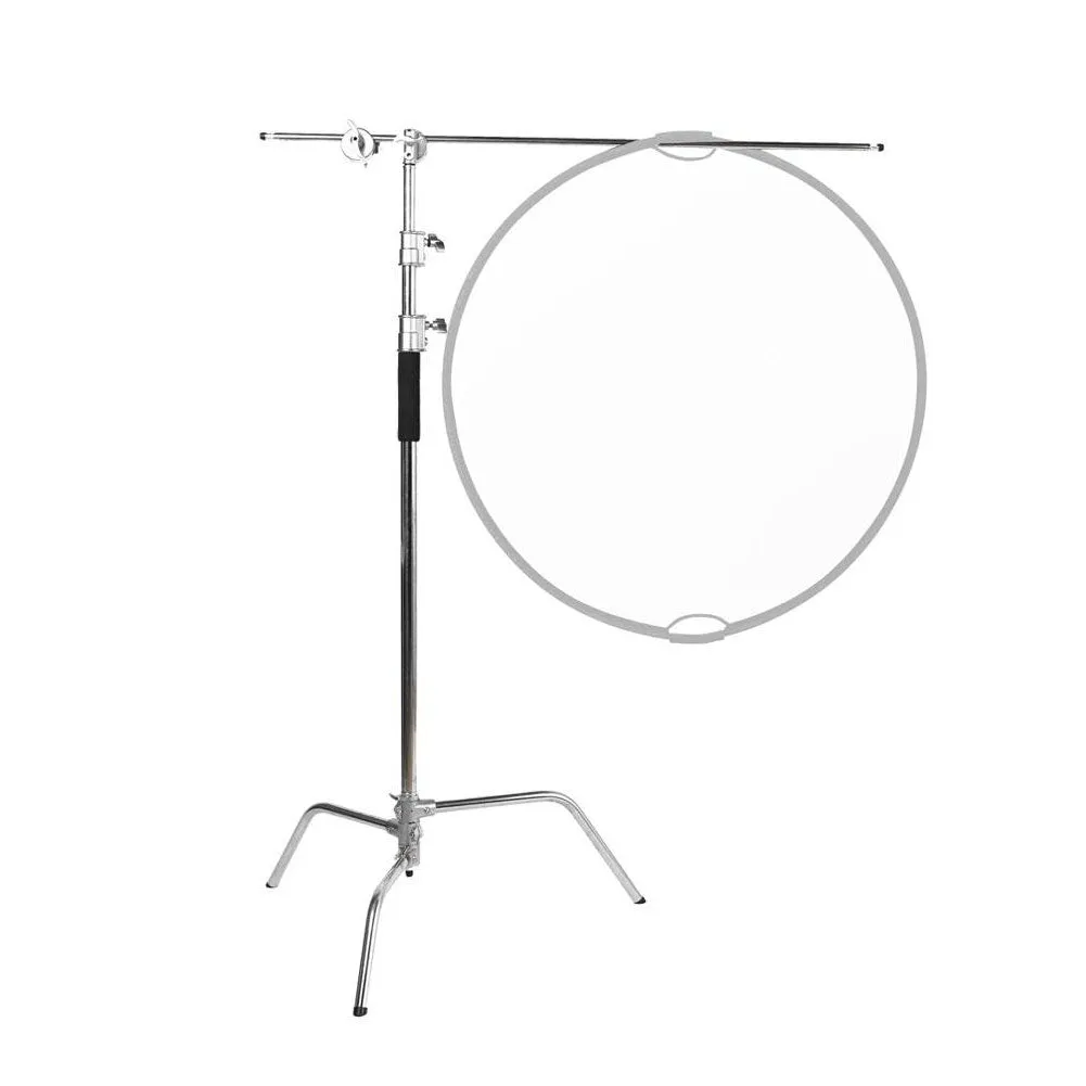 Silver Heavy Duty Photographic C-Stand With Boom Arm (20kg Load)