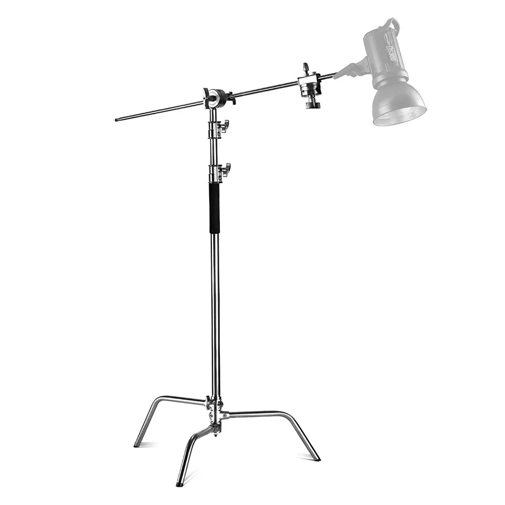 Silver Heavy Duty Photographic C-Stand With Boom Arm (20kg Load)