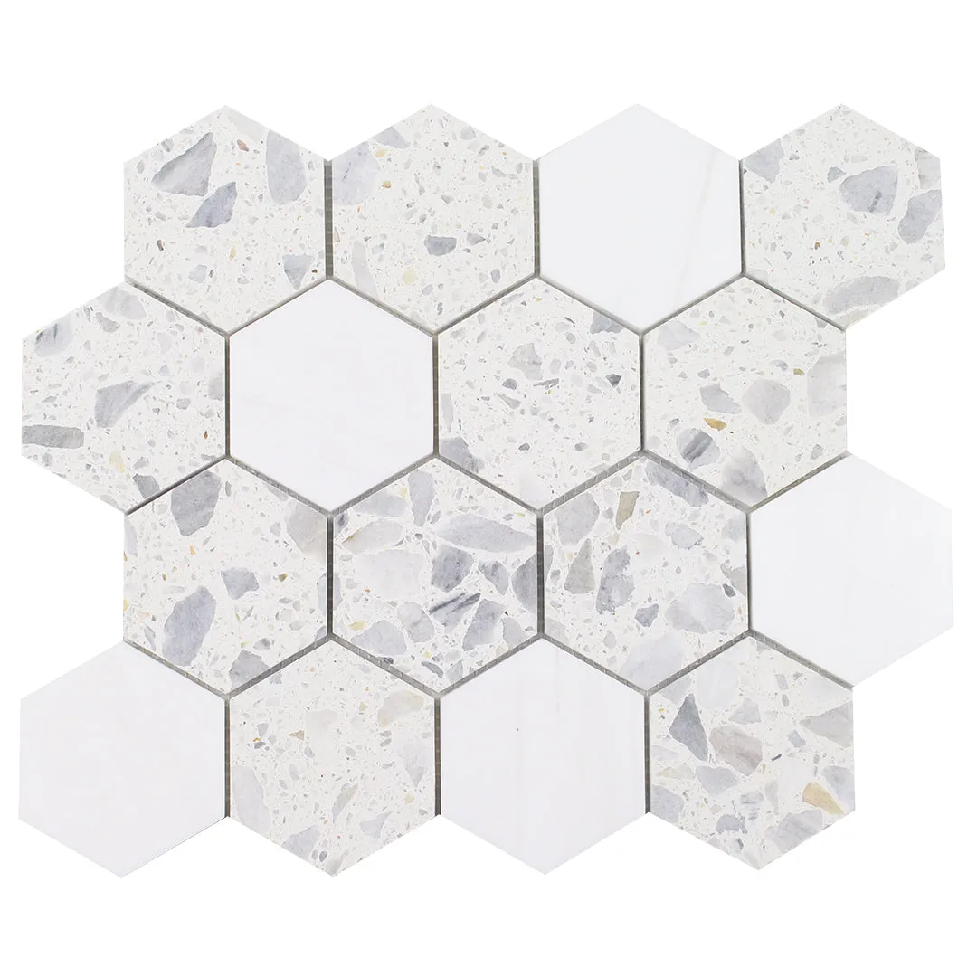 Venice Blue Hexagon Dolomite Terrazzo - Stone Tile