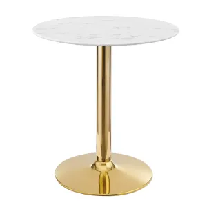 Verne 28" Artificial Marble Dining Table Gold White EEI-4548-GLD-WHI