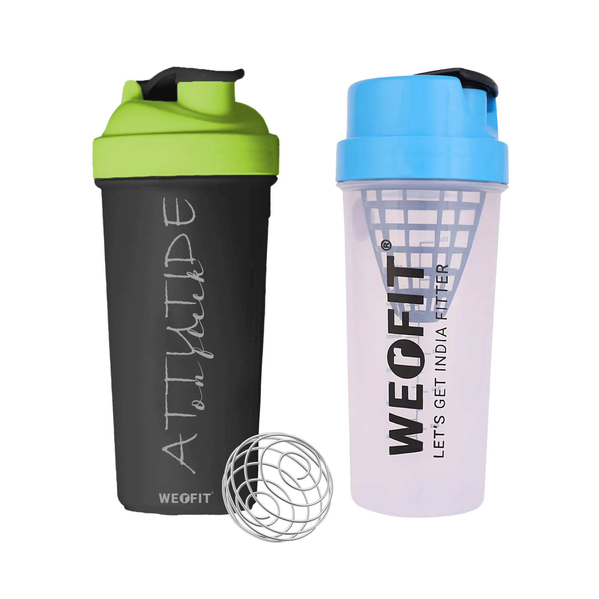 WErFIT Shaker Bottles Pack of 2, for Protein Shake Gym Sipper Bottle for Men & Women, 700 ml Shaker