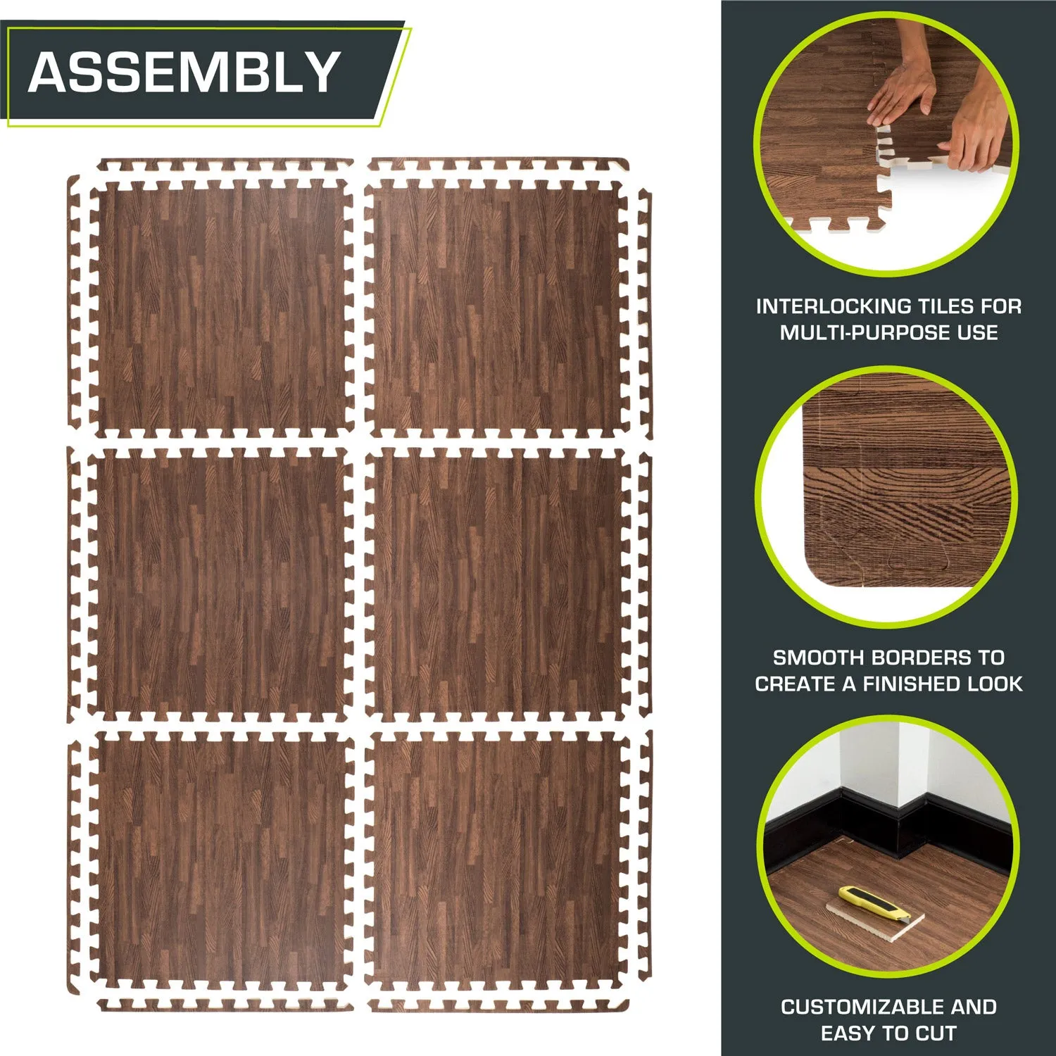 Wood Grain Puzzle Mat 1/2-in, 24 Sq Ft