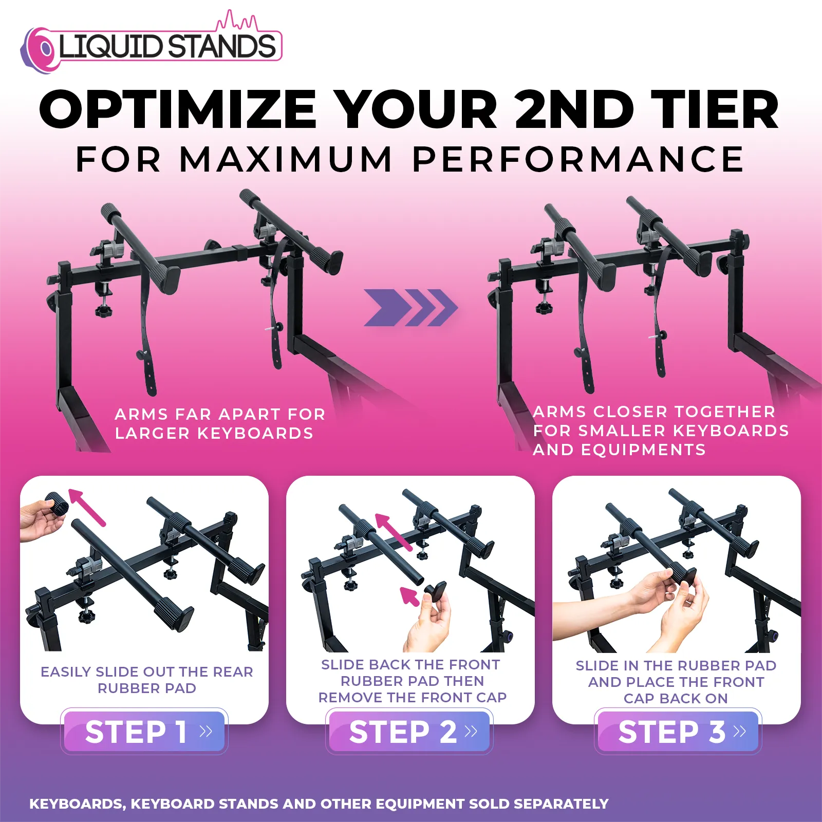 WS Adjustable 2-Tier Keyboard Stand Extender - Arms Only